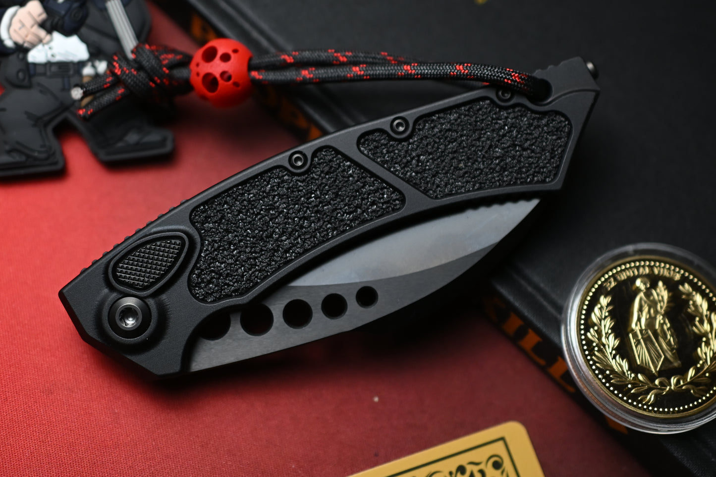 NEW Microtech Hawk Auto SHADOW Black w/ Playge Bead & Wick Pack