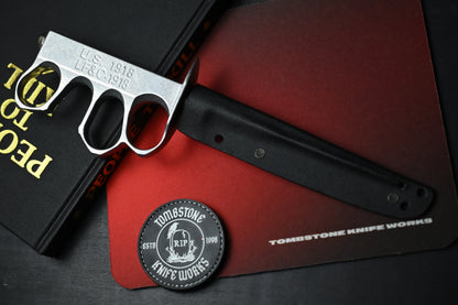 CUSTOM Fred Perrin Aluminum Trench Knife - 1918 Handle Stamped w/ Kydex Sheath