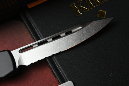 NEW Marfione Select Microtech HALO VII - Black Partially Serrated Clip Point SW