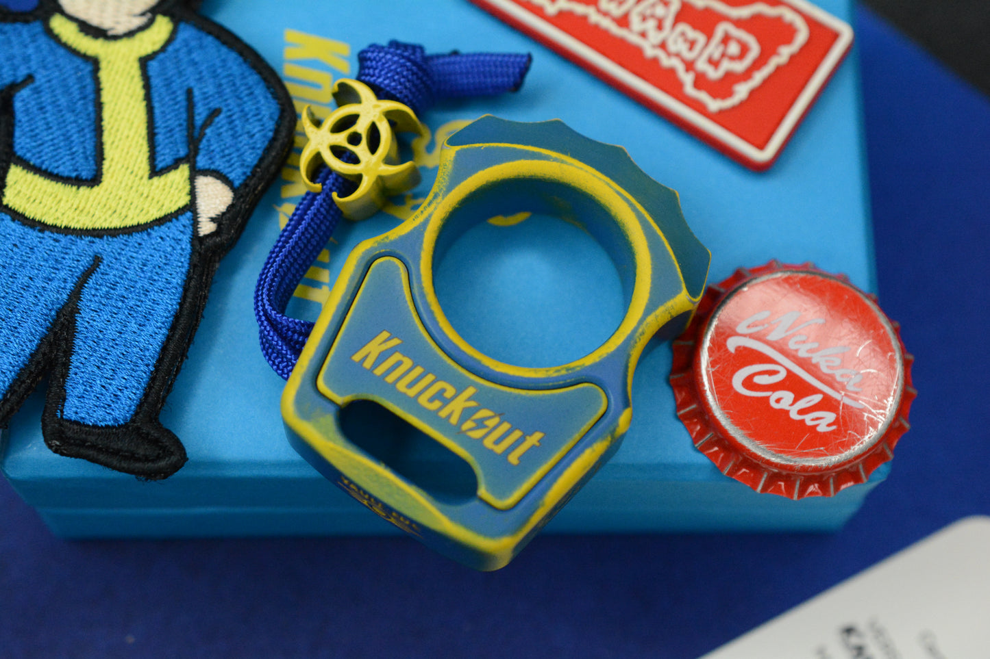NEW Swampy EDC Aligator SFK - Fallout Special Edition - Blue / Yellow Cerakote w/ Patch & Bead