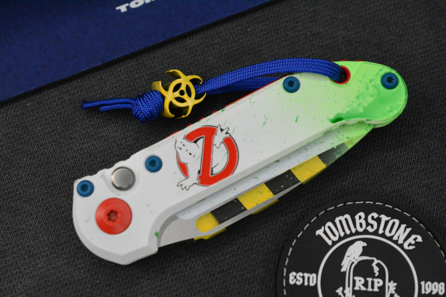 NEW Microtech LUDT Gen-III S/E - “Caution Tape” White Slime Ghostbuster Special Edition