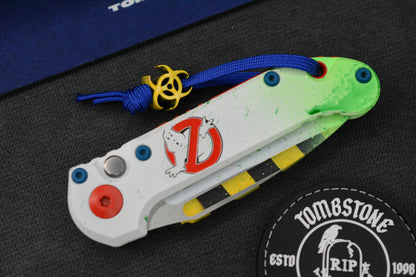NEW Microtech LUDT Gen-III S/E - “Caution Tape” White Slime Ghostbuster Special Edition