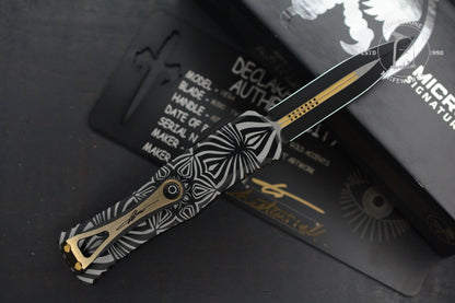 Microtech Hera Two Toned Black w/ Gold Accents Aircraft Alloy w/ Source Artwork