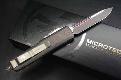 NEW Microtech UTX - 85 S/E Valentine Edition Grey/ Pink