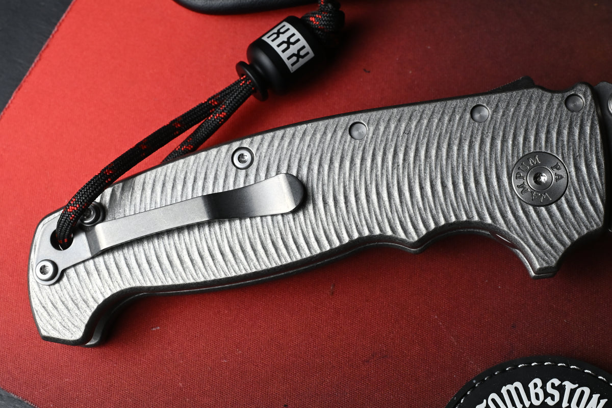 RARE Demko AD20 XXX - Full Ti Textured  / CPM3V Clip Point w/ Poison Bead