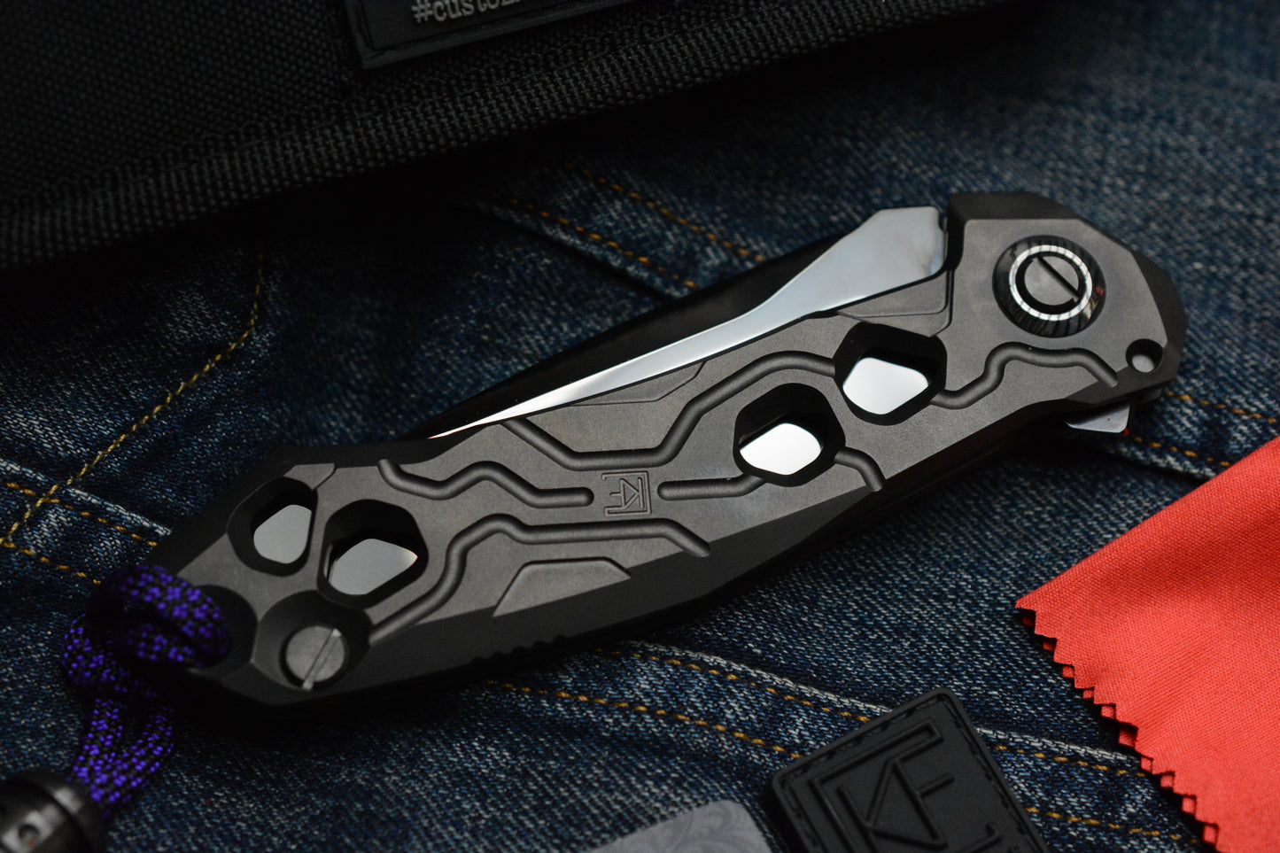 NEW Custom Knife Factory T25 DLC Milled Ti / Polished DLC M398 w/Zirc Droid Bead SN#003
