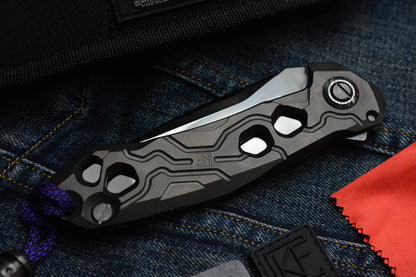 NEW Custom Knife Factory T25 DLC Milled Ti / Polished DLC M398 w/Zirc Droid Bead SN#003