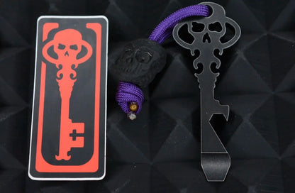NEW Urban EDC Chaves Knives “Black Sabbath” Ti Pry Bar Anodized w/Skull Bead