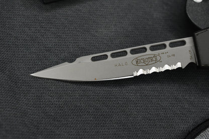 RARE Microtech Halo II Black S/E 154CM 04/1998 w/ Kydex Sheath & Patch