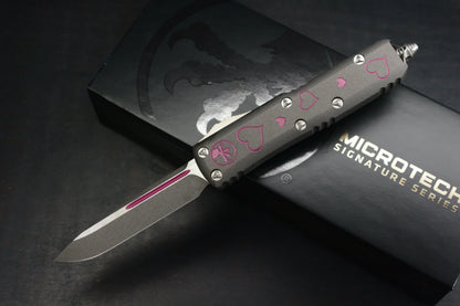 NEW Microtech UTX - 85 S/E Valentine Edition Grey/ Pink