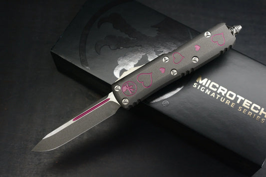 NEW Microtech UTX - 85 S/E Valentine Edition Grey/ Pink