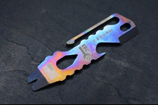 NEW EDC Tool Co Flamed Titanium 3” Pry Bar Multi Tool USA MADE