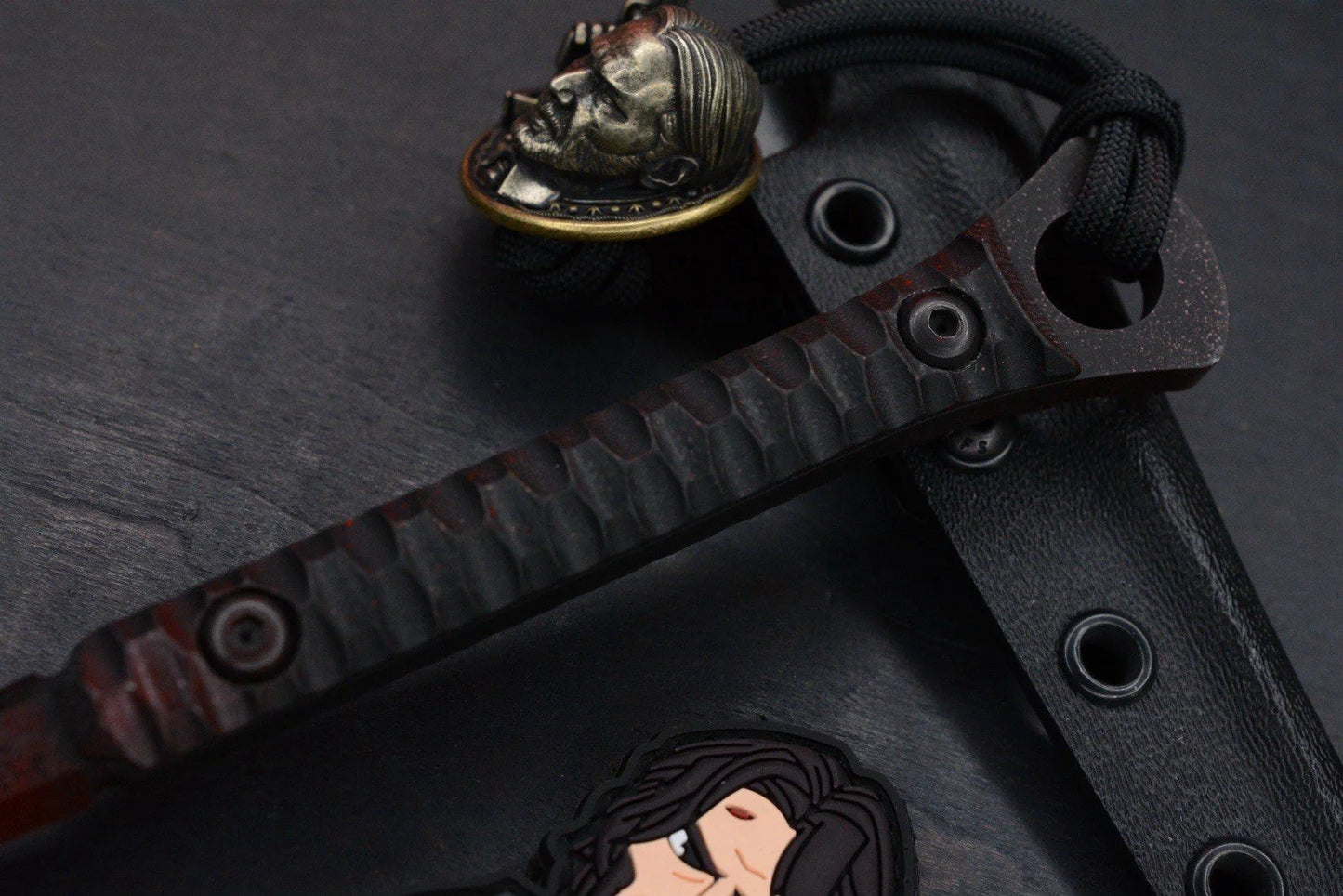 NEW Half Face Blades Cardiac Spike G-10 Coated Dagger w/John Wick Bead & Patch