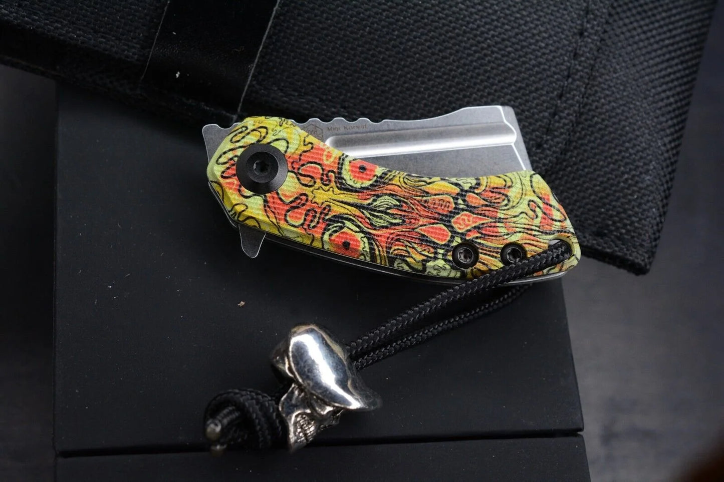 Koch x Kansept Knives Undead SW Mini Korvid w/ Green Beret Skull Bead