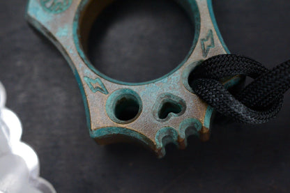 NEW Wkrmn Design Bonehead “Checkered” Turquoise Patina Brass w/ Skull Bead