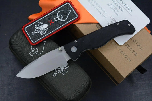 RARE NEW Prometheus x WOE Birdwatcher Topo Ti SPD ED - Black Micarta/ Magnacut