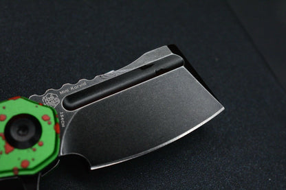NEW Kanscept x Koch Mini Korvid Zombie Green Anodized Black Blade Flipper