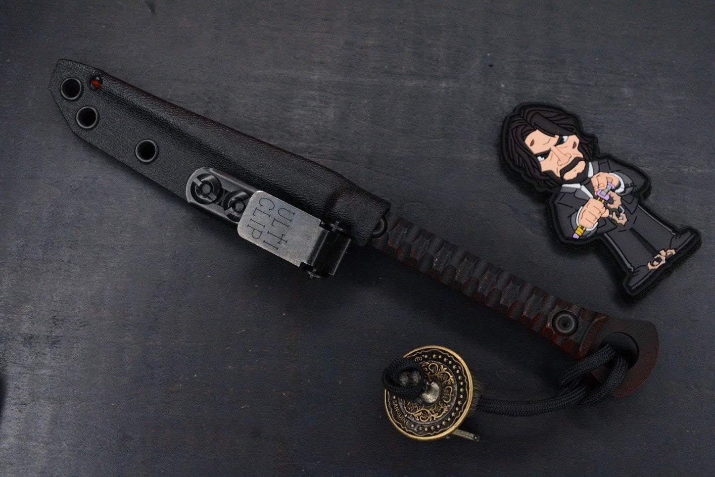 NEW Half Face Blades Cardiac Spike G-10 Coated Dagger w/John Wick Bead & Patch