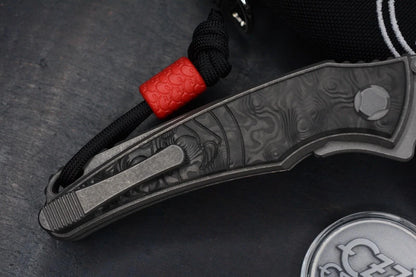 RARE G&G Hawk Talon M390 Ti Carbon Inlay Black Dunes w/ Playge Bead & Ozzy Coin
