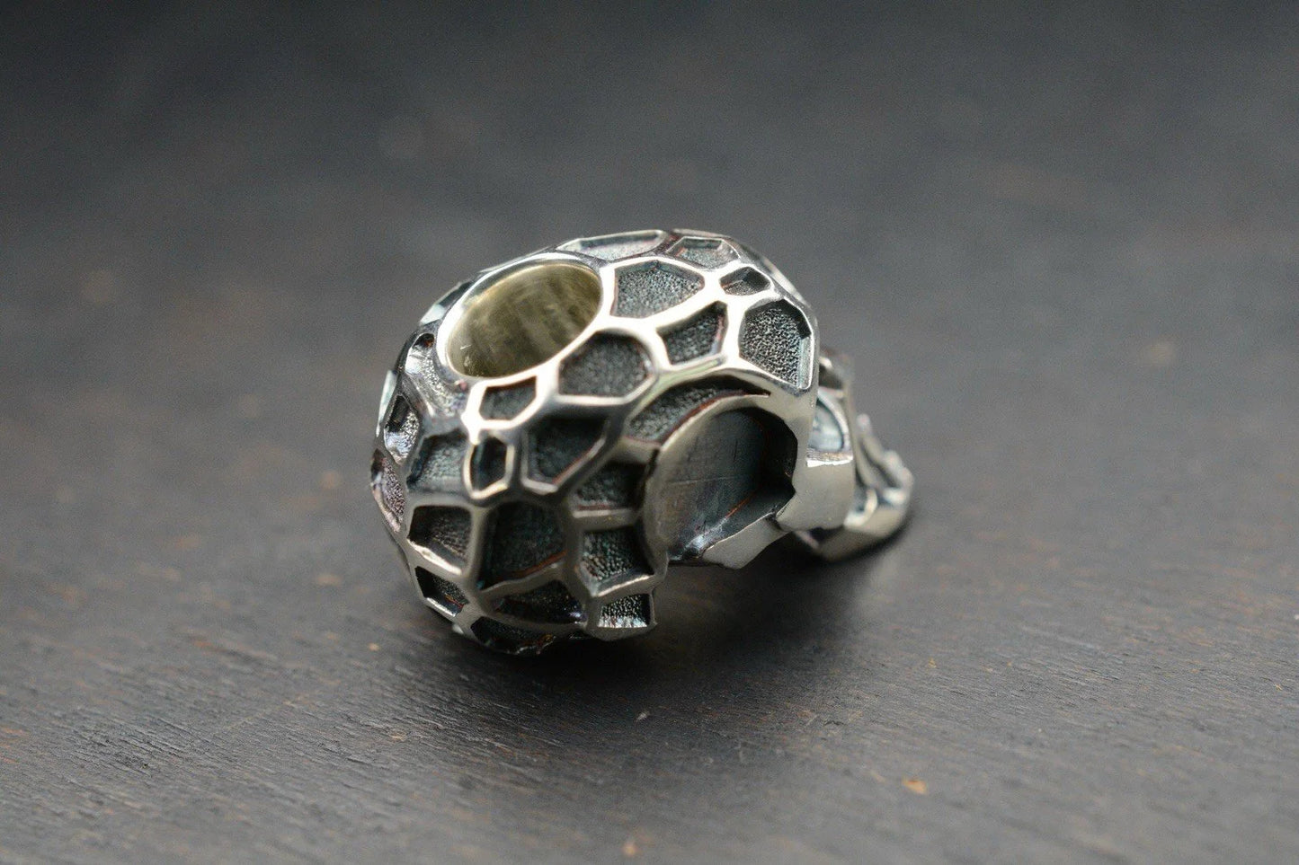 Rare Royal Creations Finest Hexagon Full Skull Silver 100% Handmade 1/2”