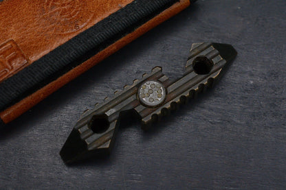 RARE JW Knife & Tool Micro G7 Spinner Bronze Pry Bar Tool w/ ZF Leather Case