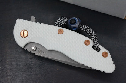 RARE Hinderer Spec Assembly XM-18 3.5” Spanto Battle Blue/Copper HDW / White G10