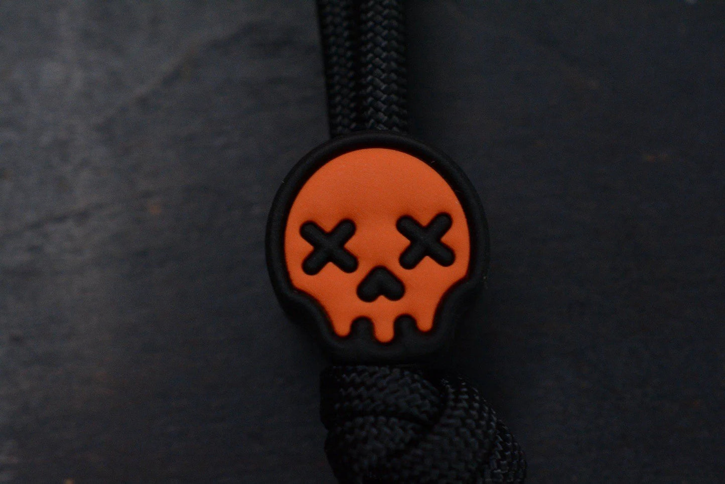 NEW Wkrmn Bonehead Resin Cast Orange/ Black Bottle Opener w/ Wkrmn Skull Bead