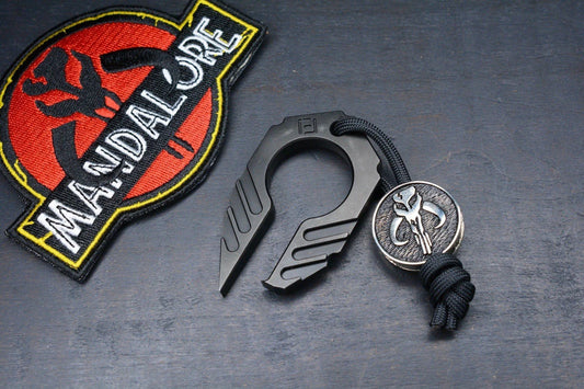 RARE Pharaoh EDC Anubis Ed Black DLC Bottle Opener w/ Mandalorian Bead & Patch
