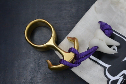 RARE Delicious Fist Brass Drop Anchor Brass Bottle Opener w/ White Molar Bead