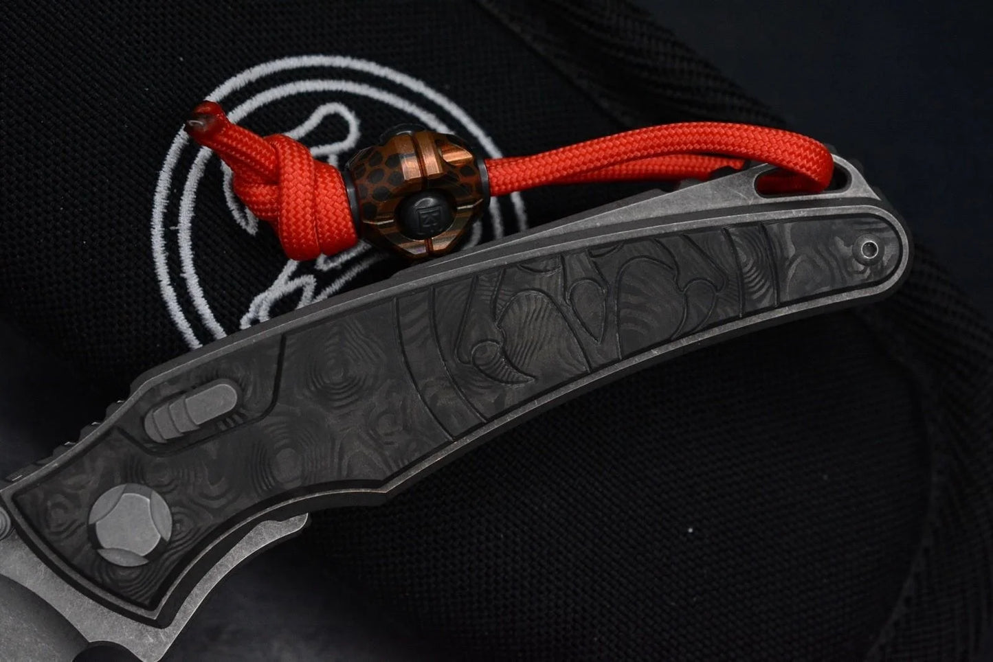 RARE G&G Hawk Talon M390 Ti Carbon Inlay Black Dunes w/ Bead & Ozzy Coin