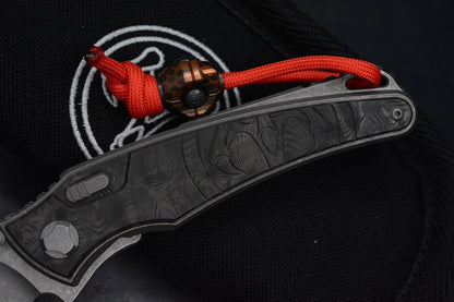 RARE G&G Hawk Talon M390 Ti Carbon Inlay Black Dunes w/ Bead & Ozzy Coin