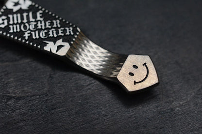 RARE Steel Flame x Ti2 Design 3-Hole Smile Mother F’er Clip Polished - Black