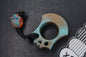 NEW Wkrmn Design Bonehead “Checkered” Turquoise Patina Brass w/ Skull Bead