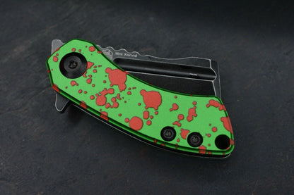 NEW Kanscept x Koch Mini Korvid Zombie Green Anodized Black Blade Flipper