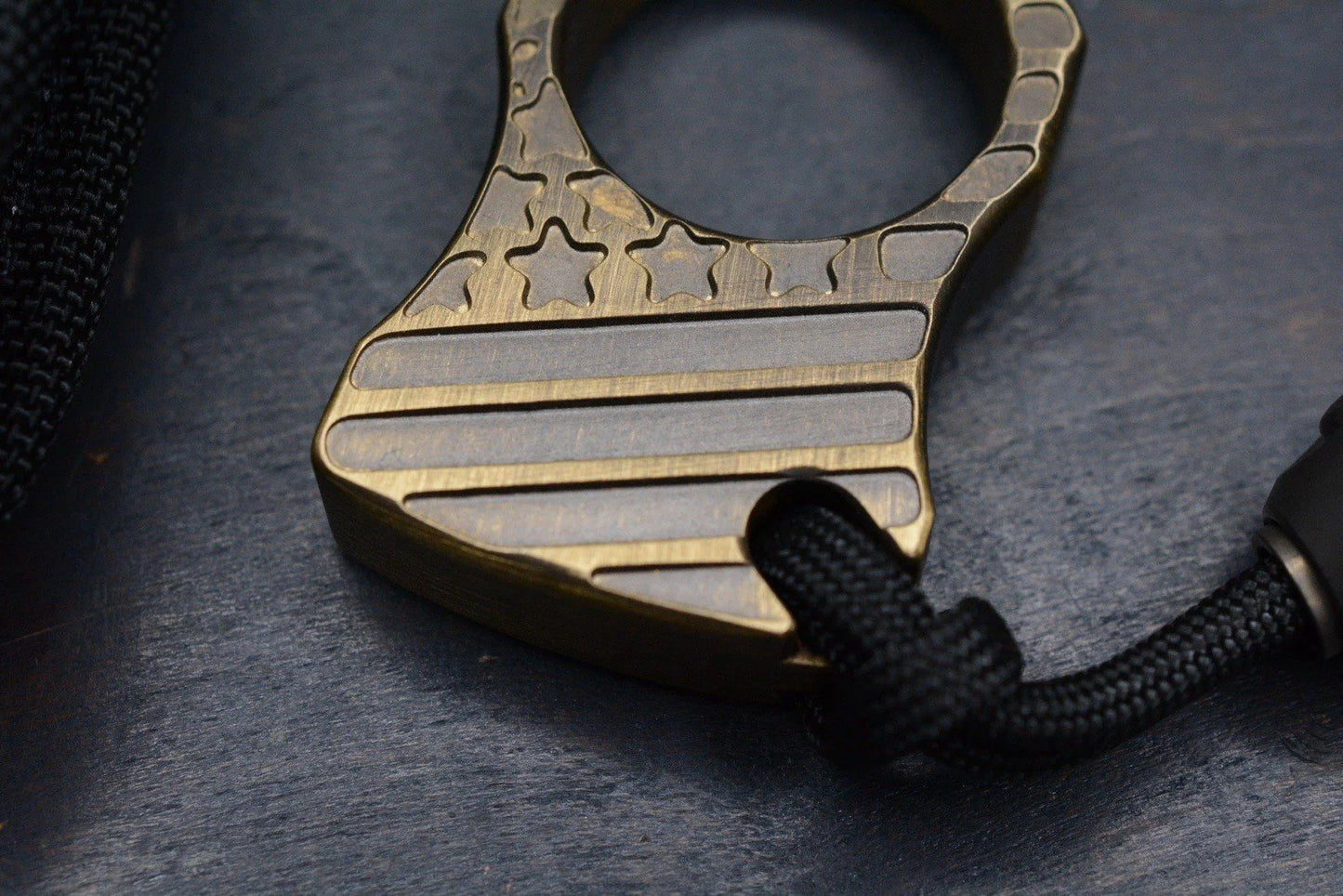 RARE American Flag Accomplice Brass Engraved w/ Copperhead Metal Works Bead