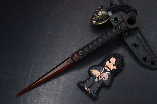 NEW Half Face Blades Cardiac Spike G-10 Coated Dagger w/John Wick Bead & Patch