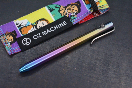NEW Oz Machine Co Little John Ti Pen Sunrise Fade Ano - Raw SW & Satin Accents