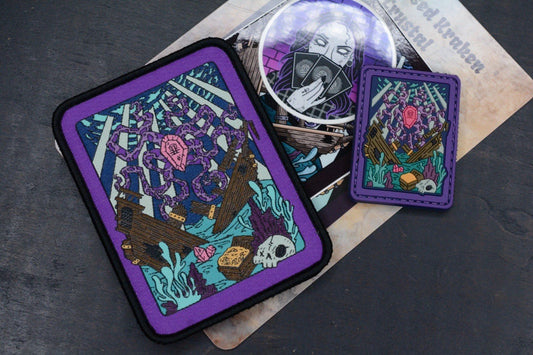 SOLD OUT Inky EDC x DMG Cursed Kraken Crystal Tarot Card (2) Patch Set