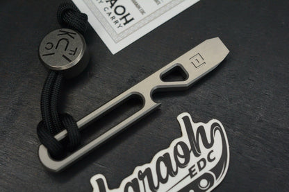 NEW Pharaoh EDC Arrowhead V2 Bottle Opener Pry Matte Ti w/ TKW F**k Face Bead