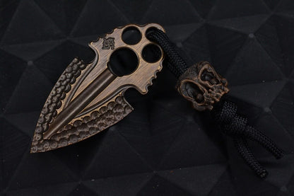 NEW Koch Tools Artifakt Arrowhead Pry Bar Forced Patina Brass w/Resin Skull Bead