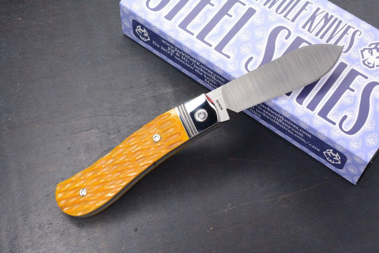 NEW Jack Wolf K9 Jack Steel Series Yellow Jigged Bone Satin Blade
