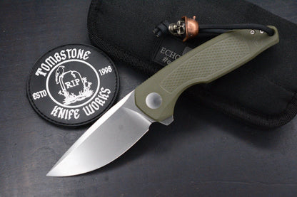 NEW Custom Knife Factory Echo Trol Green G-10 S35VN w/Skull Bead & TKW Patch