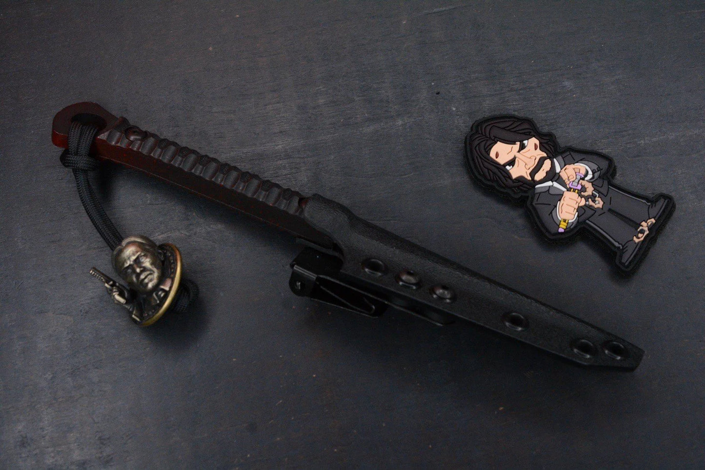 NEW Half Face Blades Cardiac Spike G-10 Coated Dagger w/John Wick Bead & Patch