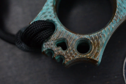 NEW Wkrmn Design Bonehead “Checkered” Turquoise Patina Brass w/ Skull Bead