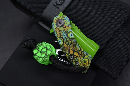 Koch x Kanscept Mini Korvid G10 Undead Green Blade w/Koch St. Paddy Patch & Bead