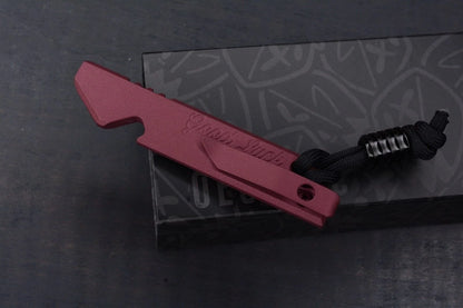 NEW OEGEDC GoodLuck Pry Bottle Opener Cranberry Frost w/ Black Monkey Man Bead