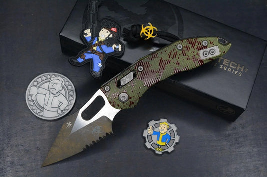 RARE Microtech Stitch-Ram-Lok Outbreak Sig Series Part-Serr w/Fallout Poker Pack
