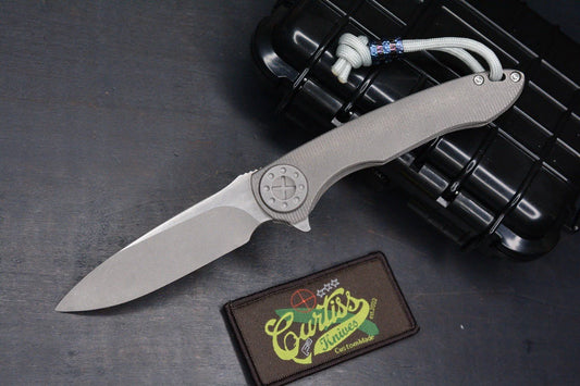 BNIB Curtiss Custom Retro Cruze Ti Handle Flipper M390 Blade w/ Timascus Bead