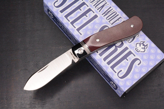 NEW Jack Wolf Knives K9 Jack Steel Series Redstone Richlite Sawcut, Satin 154CM