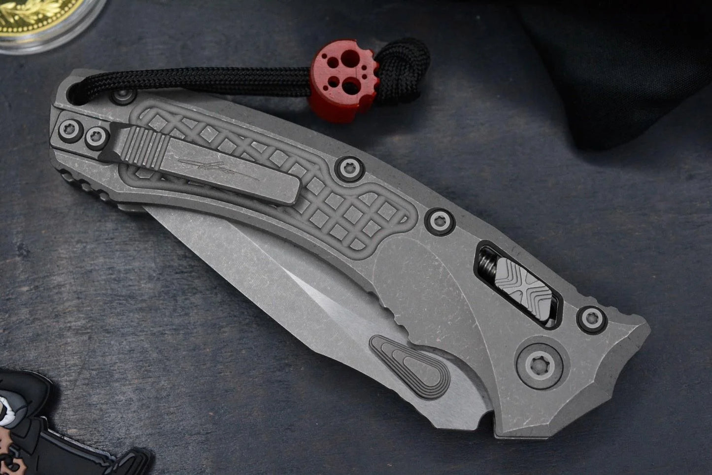 NEW Microtech Marfione Selects Amphibian Ti Handle Frag Pattern w/ Playge & COA